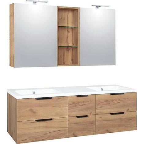 Kit de meubles de salle de bain LOSSA avec Armoire à glace et Meuble sous-vasque (1/5)