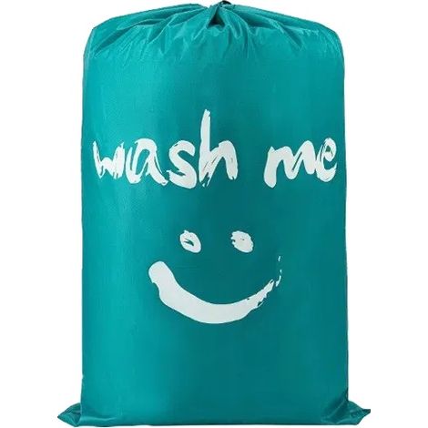 Sac à linge en nylon, grande capacité, design durable, vert (1/2)