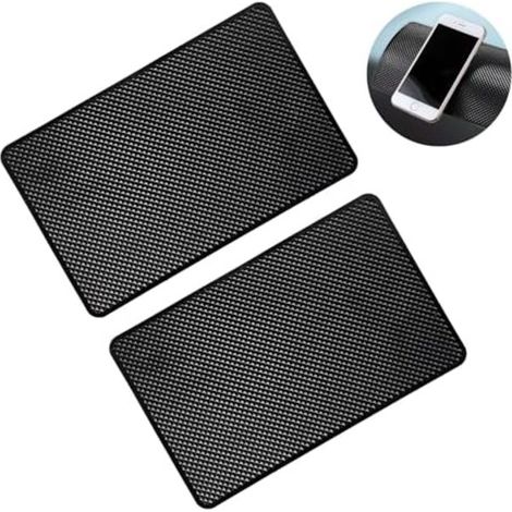 Lot de 2 tapis antidérapants 19 x 12 cm pour tableau de bord de voiture, plaques de montage universelles en silicone, tapis antidérapants lavables pour téléphones portables