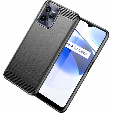 Coque en silicone souple couleur carbone pour Realme C35, noire. (1/5)