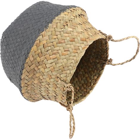 Panier pliable en rotin, panier de rangement suspendu en osier pour pots de fleurs (1/4)