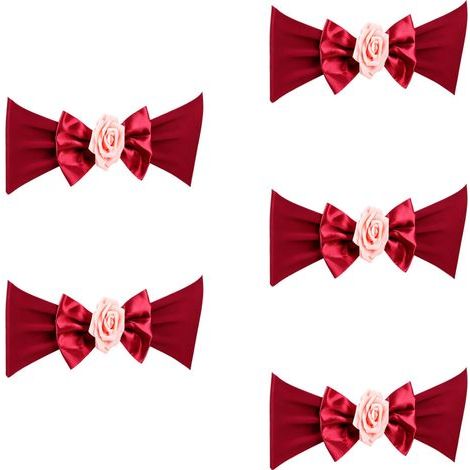 Bande de chaise extensible avec nœud papillon, 5-Bourgogne (1/2)