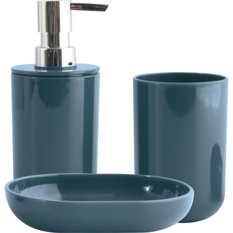 Lot de 3 accessoires de salle de bain INAGUA Bleu Pétrole MSV