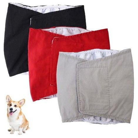 Couche lavable pour chien - Bande abdominale lavable - Tailles disponibles : S, M, L, XL - Tour de taille : 27-55 cm (1/5)