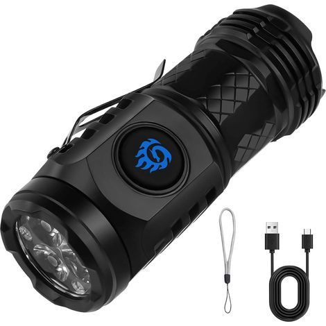 Lampe Torche LED Rechargeable - 3 Yeux, 5 Modes, Ultra-Puissante, Lampe Tactique Étanchéité, Idéale pour Camping et Urgence (1/5)