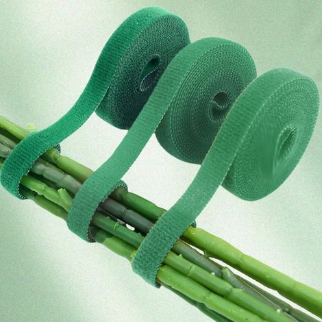 3 rouleaux de ruban en nylon pour plantes – Ruban auto-adhésif pour l'entretien des plantes, vert, 10 mm x 5 m (1/5)
