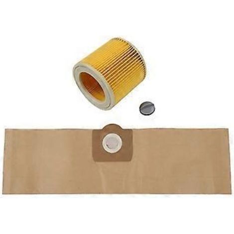 5 sacs d'aspirateur et 1 filtre pour aspirateur WD3 Premium, WD 3.300 M, WD 3.200, WD3.500 P (référence 6.959-130).-AquaForge (1/3)