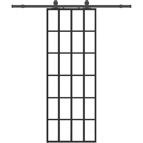 Maison Exclusive - Schiebetür mit Beschlag Schwarz 76x205 cm ESG-