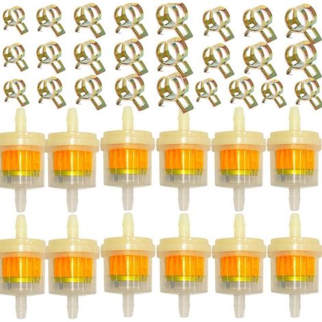 12 Pièces Filtre à Essence, Moto Carburant Filtre, Avec 25 Pièces Avec Clips de Tuyau, Accessoires Filtration en Ligne Universelle, pour Scooters de Moto, Tondeuses à Gazon pour Moteur De VTT (1/4)