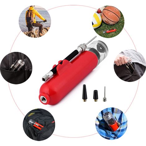 Pompe à ballon double action portable pour basketball, football et volleyball (1/5)