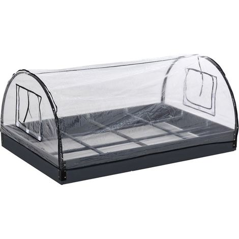Mini serre avec fenêtre avec grille pour tomates PVC et acier Transparent 120x79x53cm, noir (1/4)