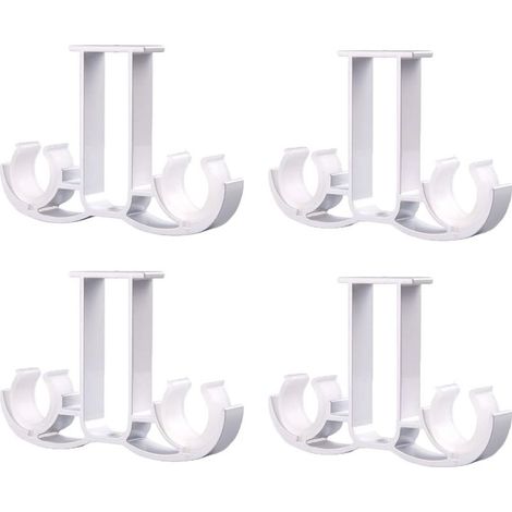 Lot de 4 supports de tringle à rideaux en aluminium blanc – fixation murale ou plafond, alliage léger et résistant pour salle de bain et salon (1/4)