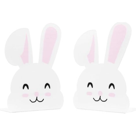 1 Paire de Serre-Livres en Forme de Lapin en métal, Presse-Livres Support Organisateur de Bureau antidérapant en Forme de Lapin pour Enfants, école de pâques, Bureau, décoration de la Maison (Blanc) (1/5)