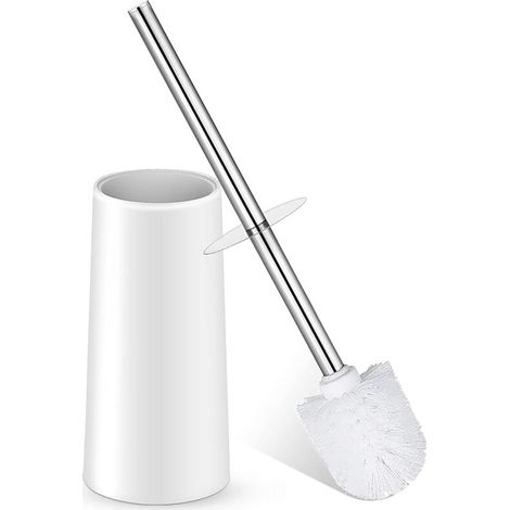 Toilettenbürste mit Halter, WC-Bürste mit Edelstahlgriff, strapazierfähigen Borsten, versteckter WC-Scheuerschwamm zur Toilettenreinigung