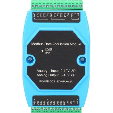 Module acquisition 8 voies analogiques 0-10V, enregistrement de données, sortie numérique, mesure tension industrielle, collecteur de signaux 8AD (1/5)
