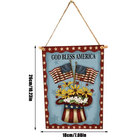 Pendentif En Bois - Décoration Murale 4 Juillet - Ornements Patriotiques Pour Fête Nationale - Lot De 3 (1/5)