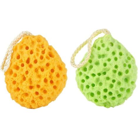 Lot de 2 éponges de bain hydrophiles pour bébé, pour le nettoyage du corps et du visage (1/5)