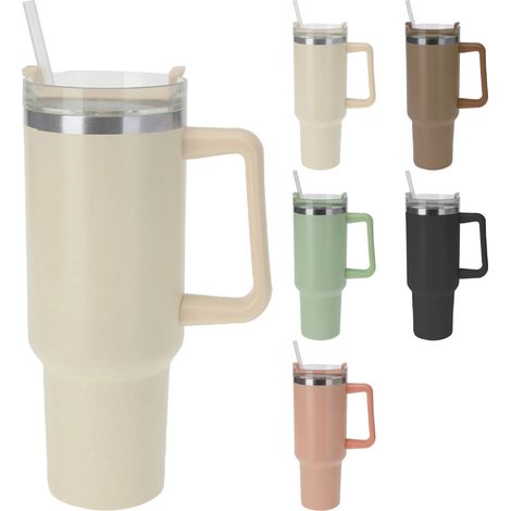 Auto Import Agenturen Becher 1200 ml - 14 x 10 x 26,5 m - 531 GR 5ASS CLR (rosa-weiß/warmgrau - grün - Anthrazit - Nude - 304 Edelstahl auf el innen und 201 auf el außen,