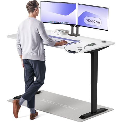 Desktronic Bureau assis debout HomePro - 160x80cm - Noir/Blanc