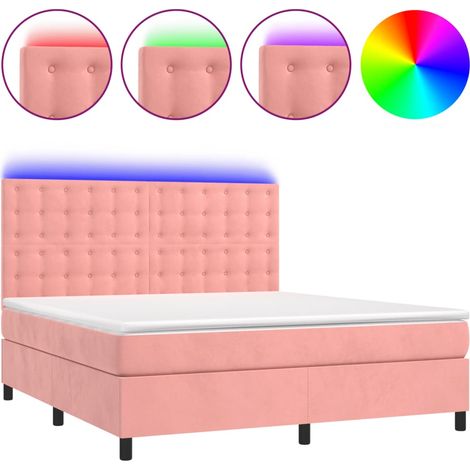 Maison Exclusive - Letto a Molle con Materasso e LED Rosa 180x200 cm in Velluto
