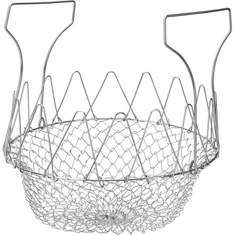 Cesta plegable para freidora - Duradera y multifuncional - 1 pieza - Acero inoxidable (1/5)