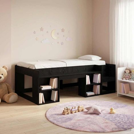 vidaXL Cadre de lit pour enfants avec rangement Chêne noir 75 x 190 cm (1/5)