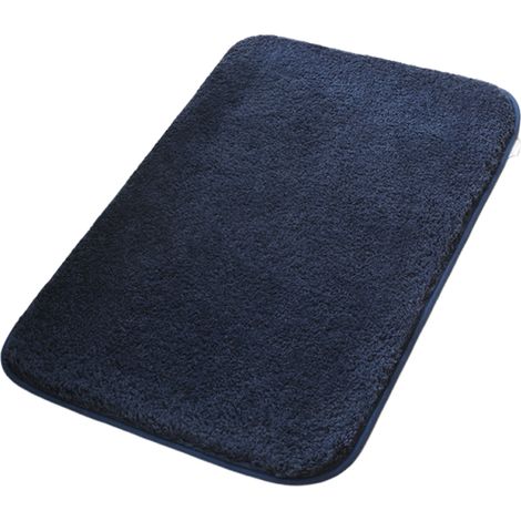 Tapis De Bain - Microfibre Épaisse 3 cm - Antidérapant Dos TPR - Pour Salle De Bain - 40 x 60 cm - Bleu Marine - 1 Pièce (1/5)