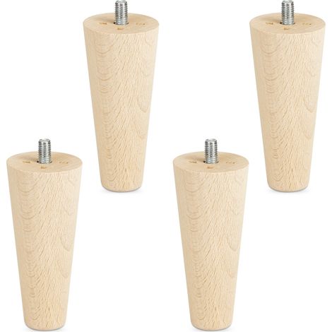 4 Stück Möbelfüße Buche massiv Ø 45 / 25 mm Höhe 100 mm (1/4)