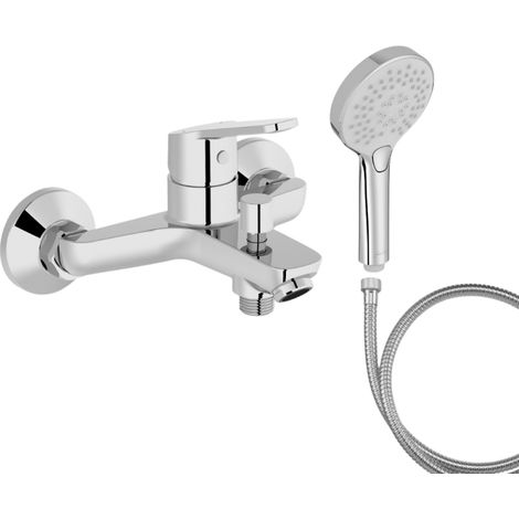 Mitigeur baignoire JACOB DELAFON Aimé + pommeau de douche Metro + flexible de douche métal (1/5)