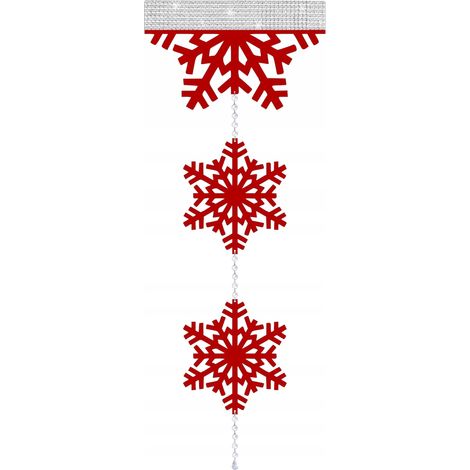Ghirlanda natalizia invernale con fiocchi di neve e un'affascinante decorazione di montagne rosse.