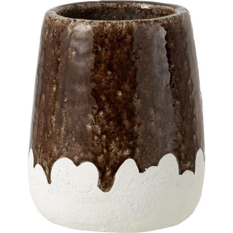 Cache-Pot Bicolore en Argile "Budd" 23cm Marron (1/3)