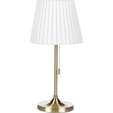 Lámpara de mesa de metal latón blanco 48 cm pantalla poliéster dormitorio Torysa