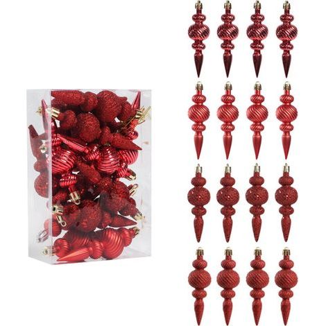 Décoration créative d'arbre de noël en plastique, ornement-Rouge (1/2)
