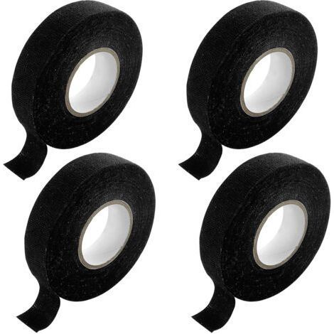 4 Pièces Ruban de Câbles Noir,19mm X 15m Ruban Chiffon de Voiture,Ruban Adhésif Isolant,Auto-adhésif Ruban de Harnais de Câblage,pour Ménage Voiture Moto Faisceaux de Câbles (1/5)