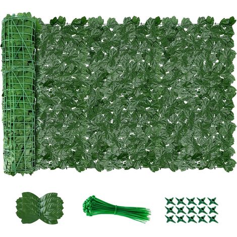 Haie Artificielle 1x3M, Mur Vegetal Artificiel Exterieur, Brise Vue Jardin Décoration, Clôture de Feuilles Artificielles, 100 Pcs Serre Cable Plastique (1/5)