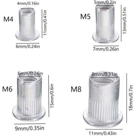 100 pièces écrou à Sertir M4 M5 M6 M8,écrous de Rivet Insert Fileté,écrous à Sertir en Acier Inoxydable,Utilisé pour Réparer l'artisanat de Décoration de Meubles (1/3)