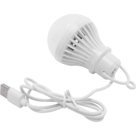 Lampadina bianca, lampadina LED a bassa tensione USB da 5W, lampadina di emergenza per la famiglia, 5V per campeggio all'aperto, luce bianca