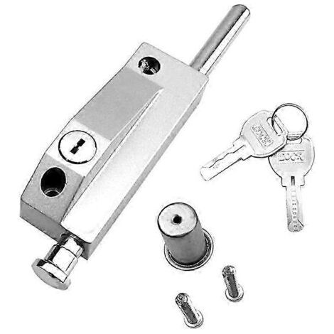 Serrure coulissante pour portes-fenêtres vitrées, couleur argent. Serrure de sécurité renforcée. Serrure pour porte vitrée, édition Mortis 0708-AquaForge (1/2)