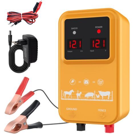 10KM Clôture électrique pour bétail, Électrificateur De Clôture Électrique Haute Puissance, ClôTure éLectrique pour Animaux Protection Parfaite pour les chevaux bovins - Clôture de Pâturages (Orangé) (1/5)