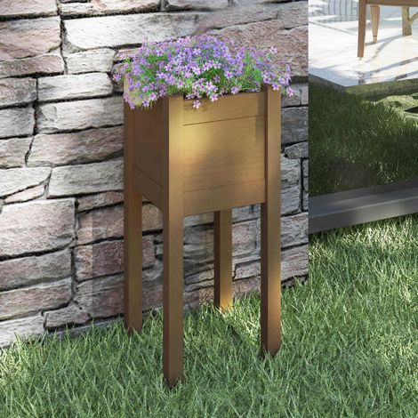 Jardinière, Pot de fleurs d'extérieur Marron miel 31x31x70 cm Bois de pin BVM55535 (1/4)