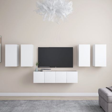 Ensemble de meubles TV 6 pcs-Banc TV-Meuble Télé Blanc Bois d'ingénierie 522577 (1/5)