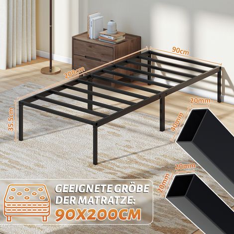Wolketon Bettrahmen für Matratze 200 x 90 cm, klappbar Bettgestell, Metallbett Schwarz 2pcs (1/4)
