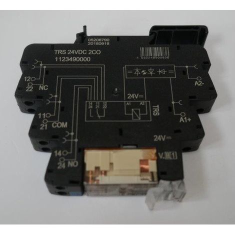 Interface relais 24V DC 8A 250Vac 2 inverseurs raccord à vis LED verte TRS Termseries Weidmuller (1/2)