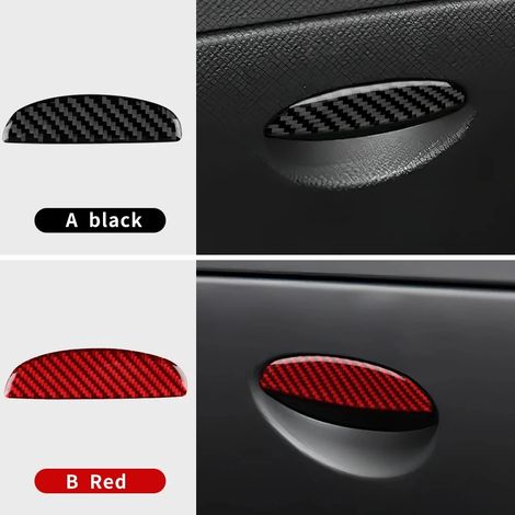 (Rangement copilote - Carbone rouge) Autocollant en véritable fibre de carbone souple, compatible avec les modèles Seat Leon 2005 à 2012 (accessoires pour tableau de bord et compteur de vitesse). (1/4)