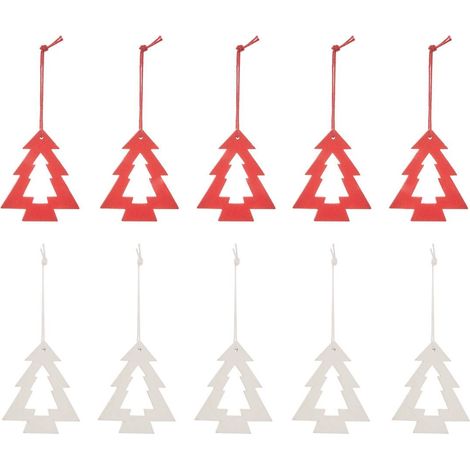 Sdn legno x10 susp 5cm rge blc - Feeric lights & christmas (1/5)
