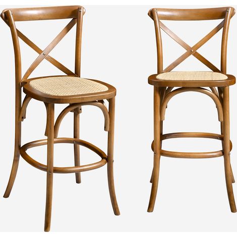 Set di 2 sgabello da bar bistrot vintage legno