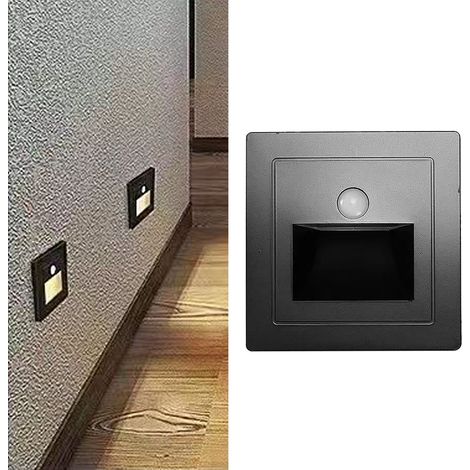 Éclairage d'escalier encastré à détecteur de mouvement, en ABS, LED solaire, pour terrasses, marches, clôtures, patios, jardins et allées. Lumière chaude 3000K. (1/5)