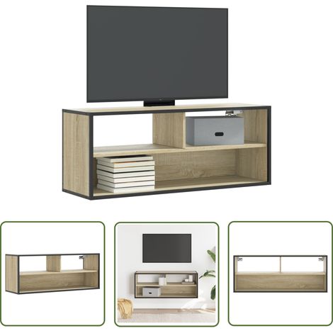 vidaXL TV-Schrank Sonoma-Eiche 100x31x39,5 cm Holzwerkstoff und Metall (1/5)