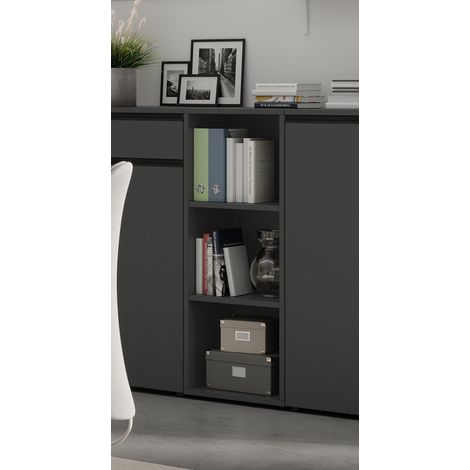 Bibliothèque de bureau H 120 cm coloris graphite Betina (1/5)