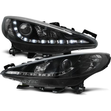 Paire de feux phares Peugeot 207 06-12 Daylight led Noir-33364397